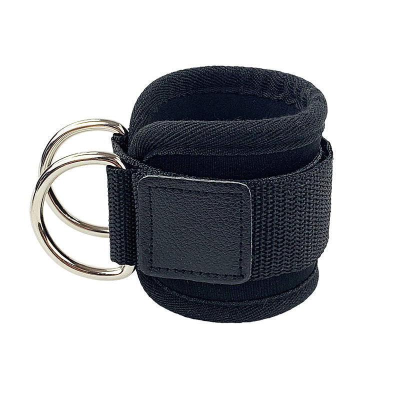d-ring fitness ankle strap for hip stretching, leg pull and strength training cable machine attachment