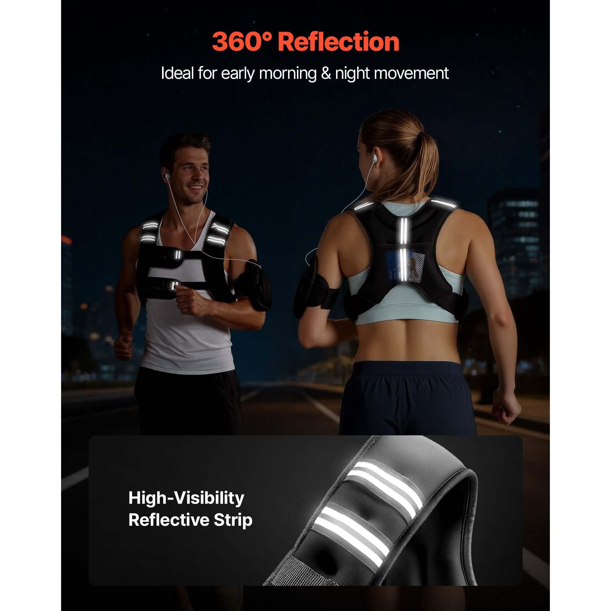 25 lbs adjustable weighted vest for men and women with reflective stripe for strength training, running, and muscle building