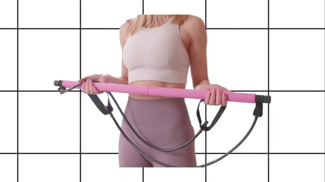 pilates bar kit with 6 resistance bands for home gym fitness training full body stretching and toning workout set