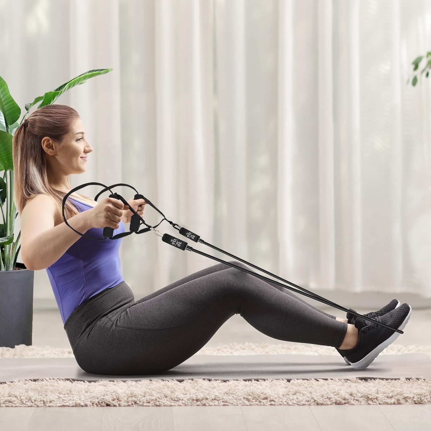 pilates bar kit with 6 resistance bands for home gym fitness training full body stretching and toning workout set