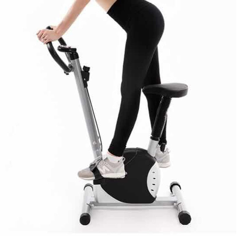 home office spinning fitness bicycle with resistance ribbon for cardio workout and indoor cycling training