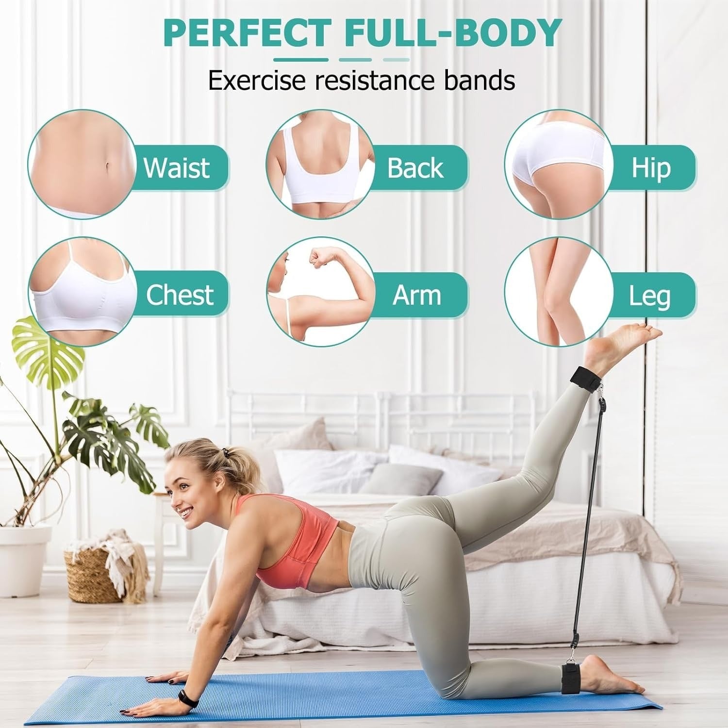 pilates bar kit with 6 resistance bands for home gym fitness training full body stretching and toning workout set