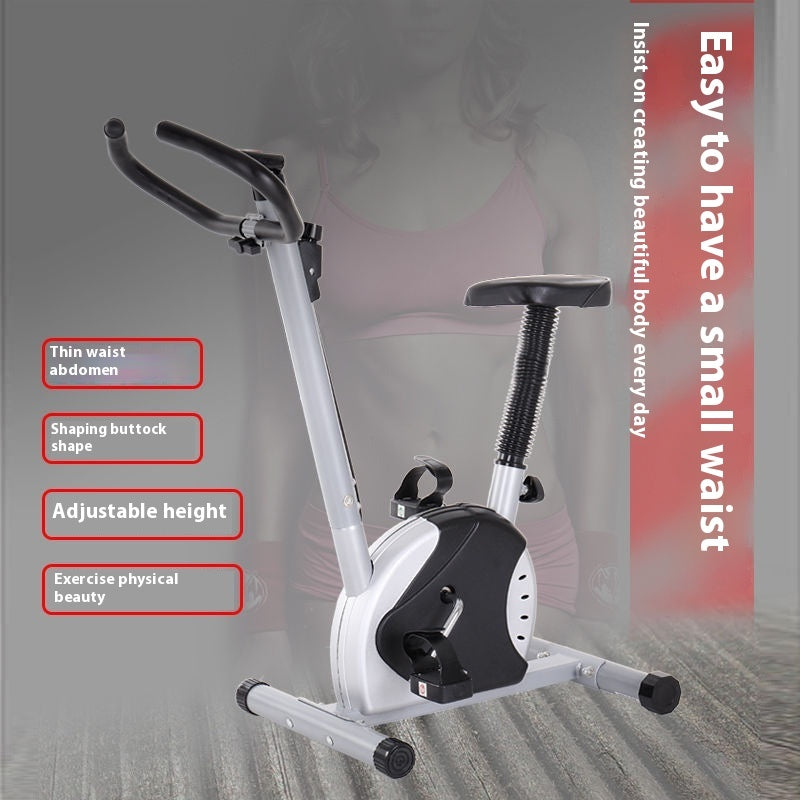 home office spinning fitness bicycle with resistance ribbon for cardio workout and indoor cycling training